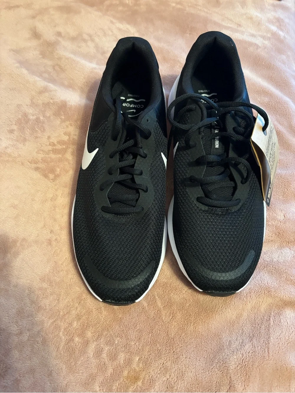 Nike Black Athletic Running Shoes with White Swoosh